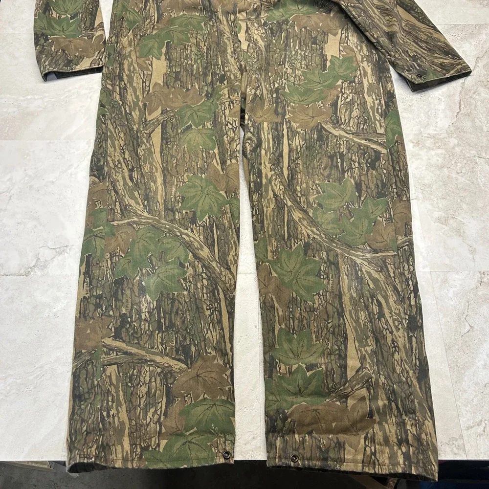 Winchester Trebark Camo Coveralls Mens XL Green Brown Vintage Hunting Jumpsuit